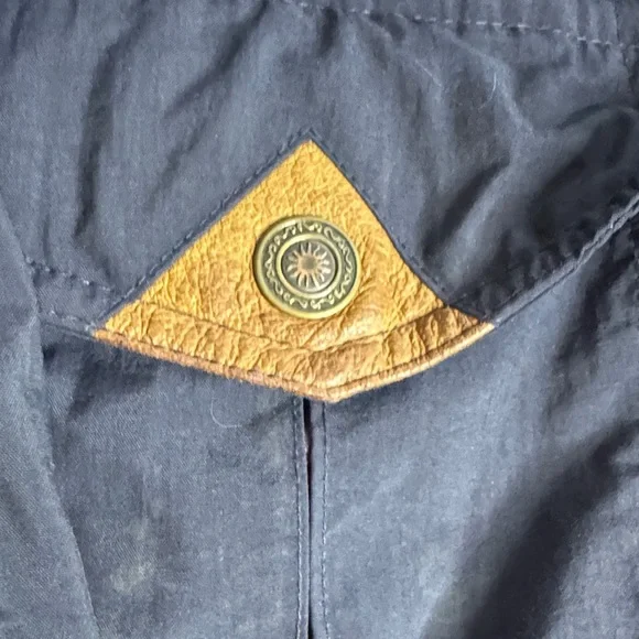 Vintage 70’s Shedrow Classics Men's Black and Green Ski Jacket with Leather Trim